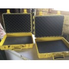 TWO Waterproof Transport Bright YELLOW Plastic CASES 